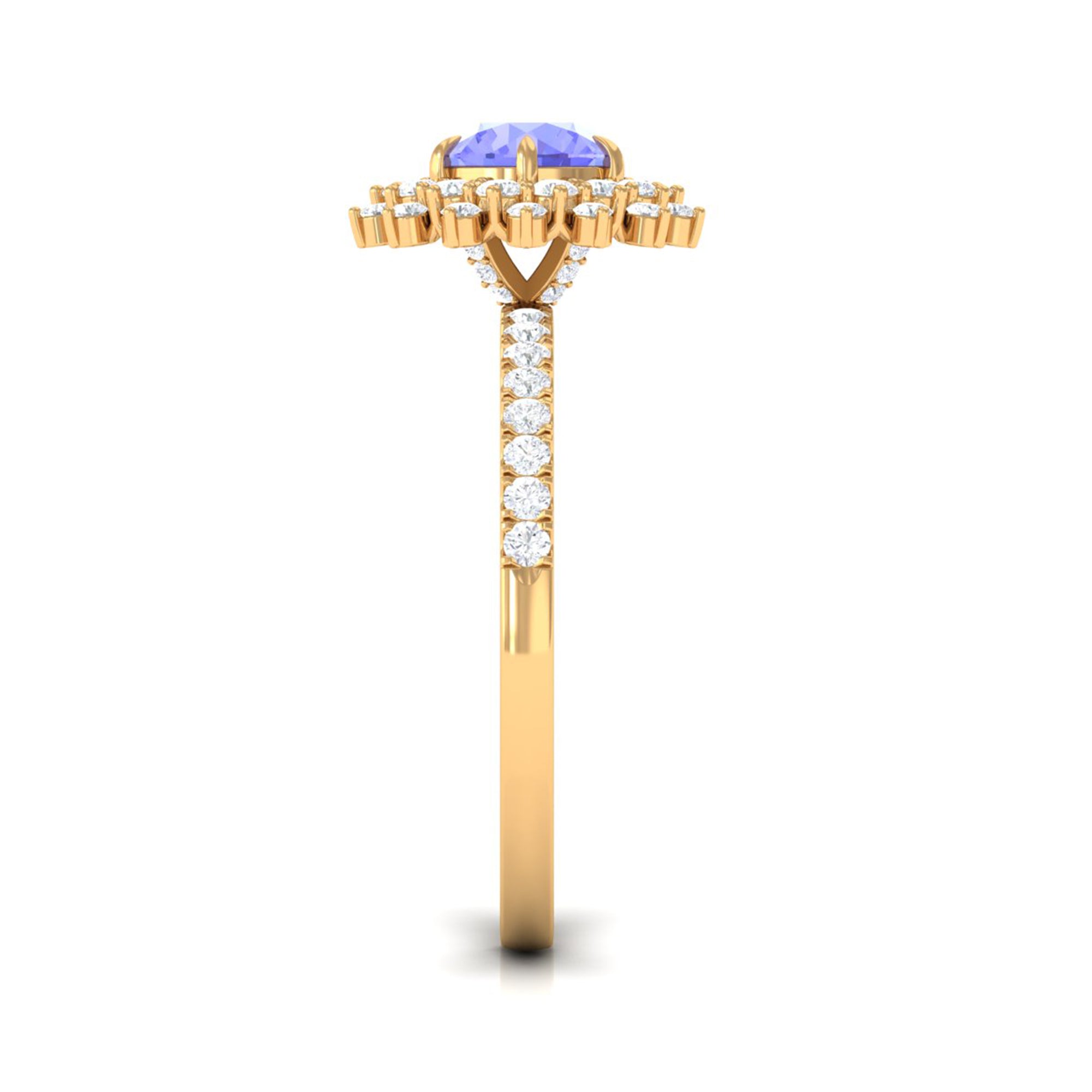 2 CT Round Tanzanite Statement Engagement Ring with Diamond Tanzanite - ( AAA ) - Quality - Rosec Jewels