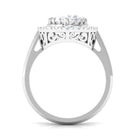 4.75 CT Vintage Style Oval Simulated Diamond Halo Engagement Ring Zircon - ( AAAA ) - Quality - Rosec Jewels