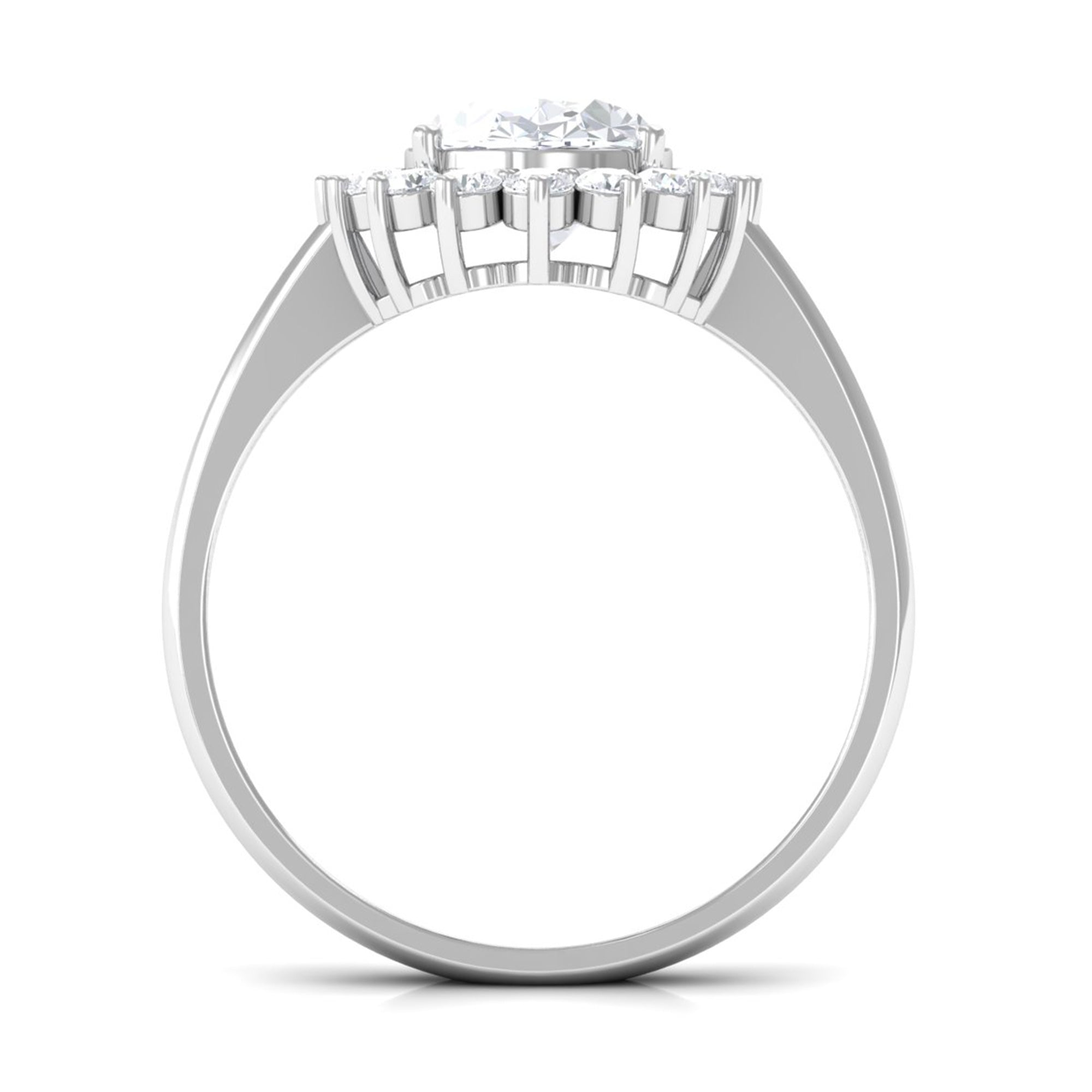 Oval Cut Cubic Zirconia Halo Statement Engagement Ring Zircon - ( AAAA ) - Quality - Rosec Jewels