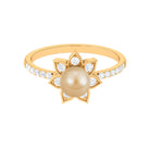 3 CT South Sea Pearl and Diamond Flower Engagement Ring South Sea Pearl - ( AAA ) - Quality - Rosec Jewels