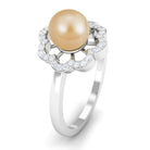 2.75 CT South Sea Pearl Engagement Ring with Diamond Floral Halo South Sea Pearl - ( AAA ) - Quality - Rosec Jewels
