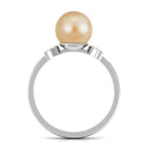 Round South Sea Pearl Designer Engagement Ring with Diamond South Sea Pearl - ( AAA ) - Quality - Rosec Jewels
