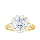 3 CT Round Shape Simulated Diamond Simple Halo Ring Zircon - ( AAAA ) - Quality - Rosec Jewels