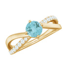 Infinity Shank Round Sky Blue Topaz Engagement Ring with Diamond Sky Blue Topaz - ( AAA ) - Quality - Rosec Jewels