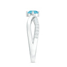 Infinity Shank Round Swiss Blue Topaz Engagement Ring with Diamond Swiss Blue Topaz - ( AAA ) - Quality - Rosec Jewels