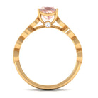 1.25 CT Princess Cut Morganite Solitaire Ring with Diamond Side Stones Morganite - ( AAA ) - Quality - Rosec Jewels