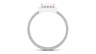 Octagon Cut Rose Quartz Halo Engagement Ring with Diamond Rose Quartz - ( AAA ) - Quality - Rosec Jewels