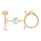 Emerald Cut Sky Blue Topaz and Diamond Halo Ring Sky Blue Topaz - ( AAA ) - Quality - Rosec Jewels