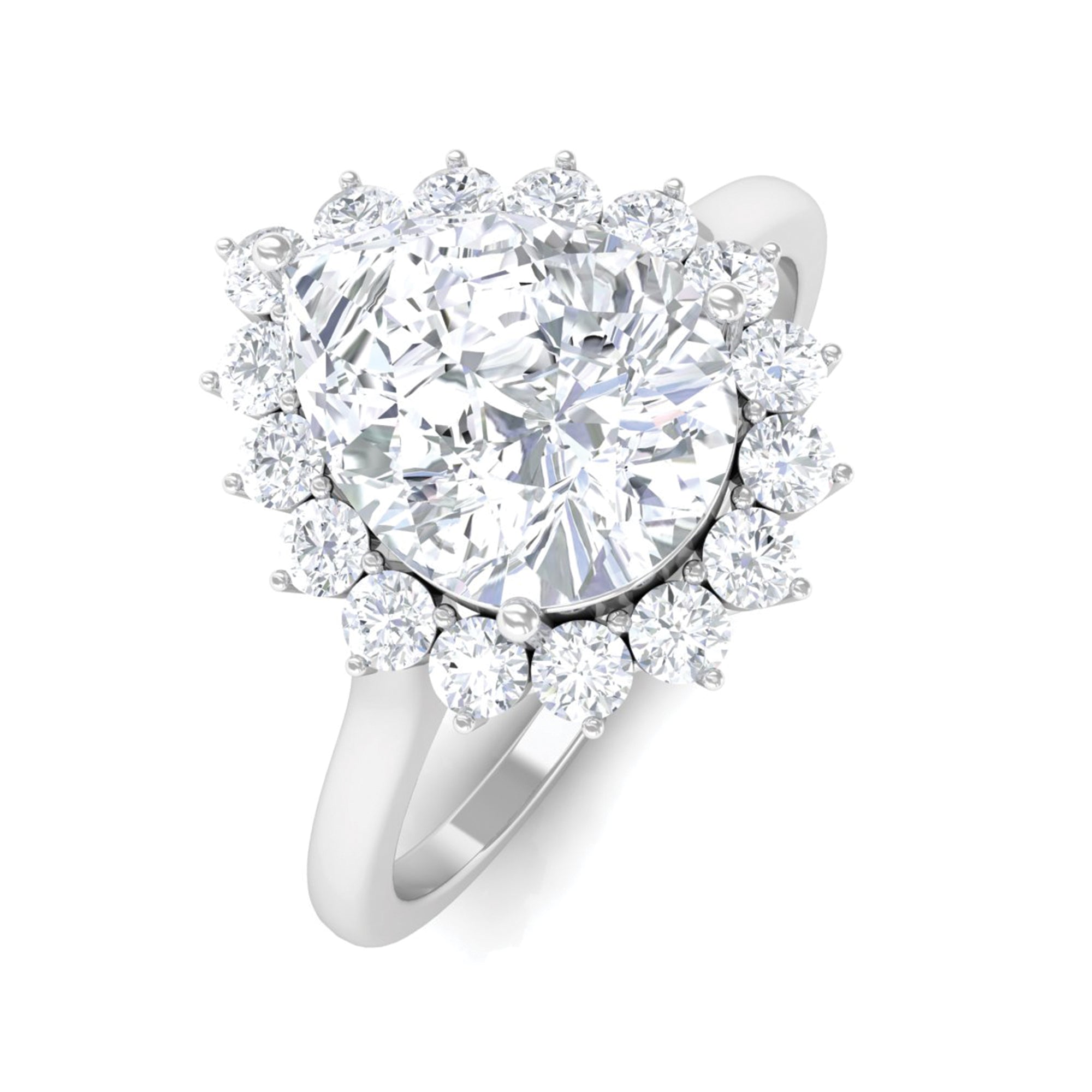 Pear Shaped Moissanite Halo Engagement Ring Moissanite - ( D-VS1 ) - Color and Clarity - Rosec Jewels