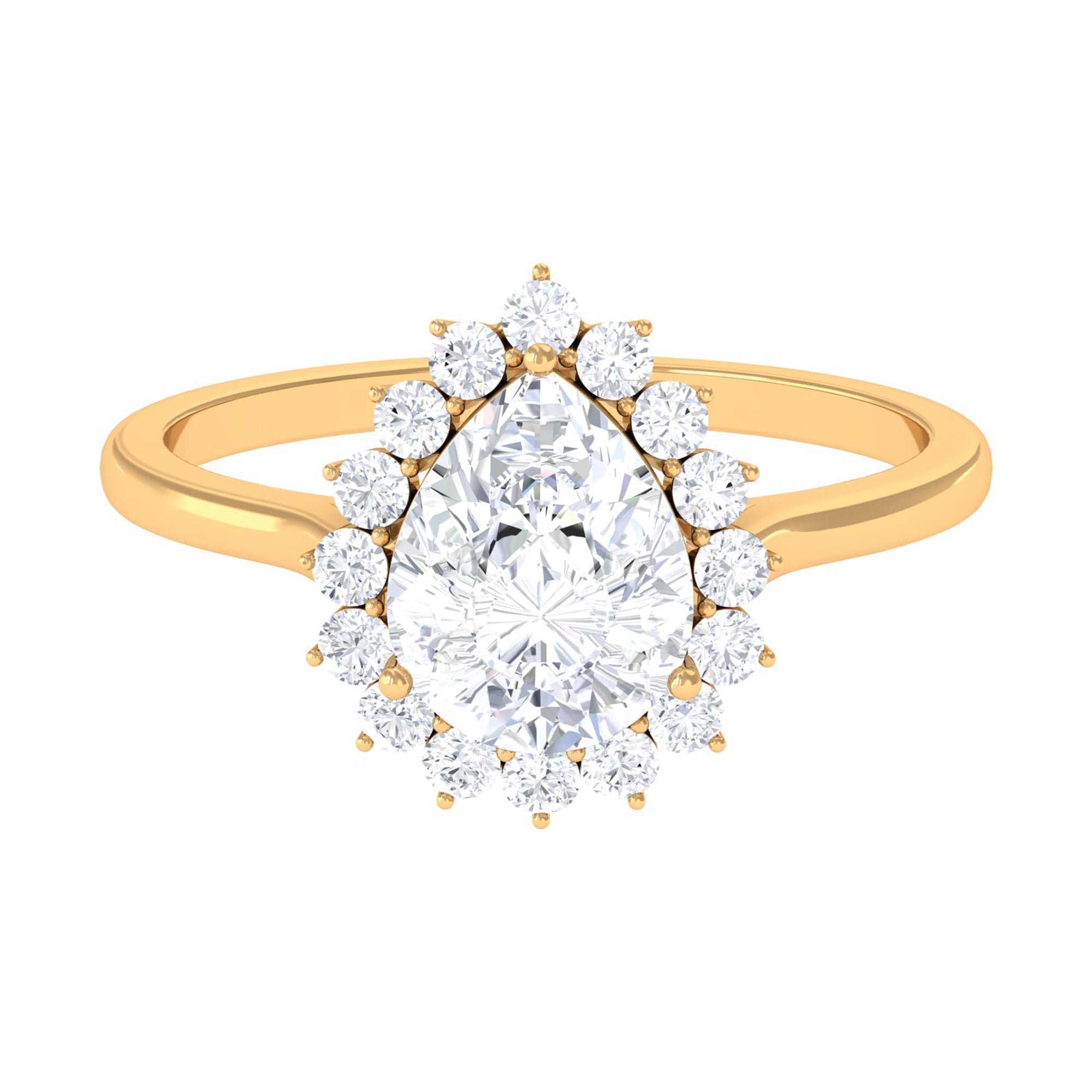Pear Shaped Moissanite Halo Engagement Ring Moissanite - ( D-VS1 ) - Color and Clarity - Rosec Jewels