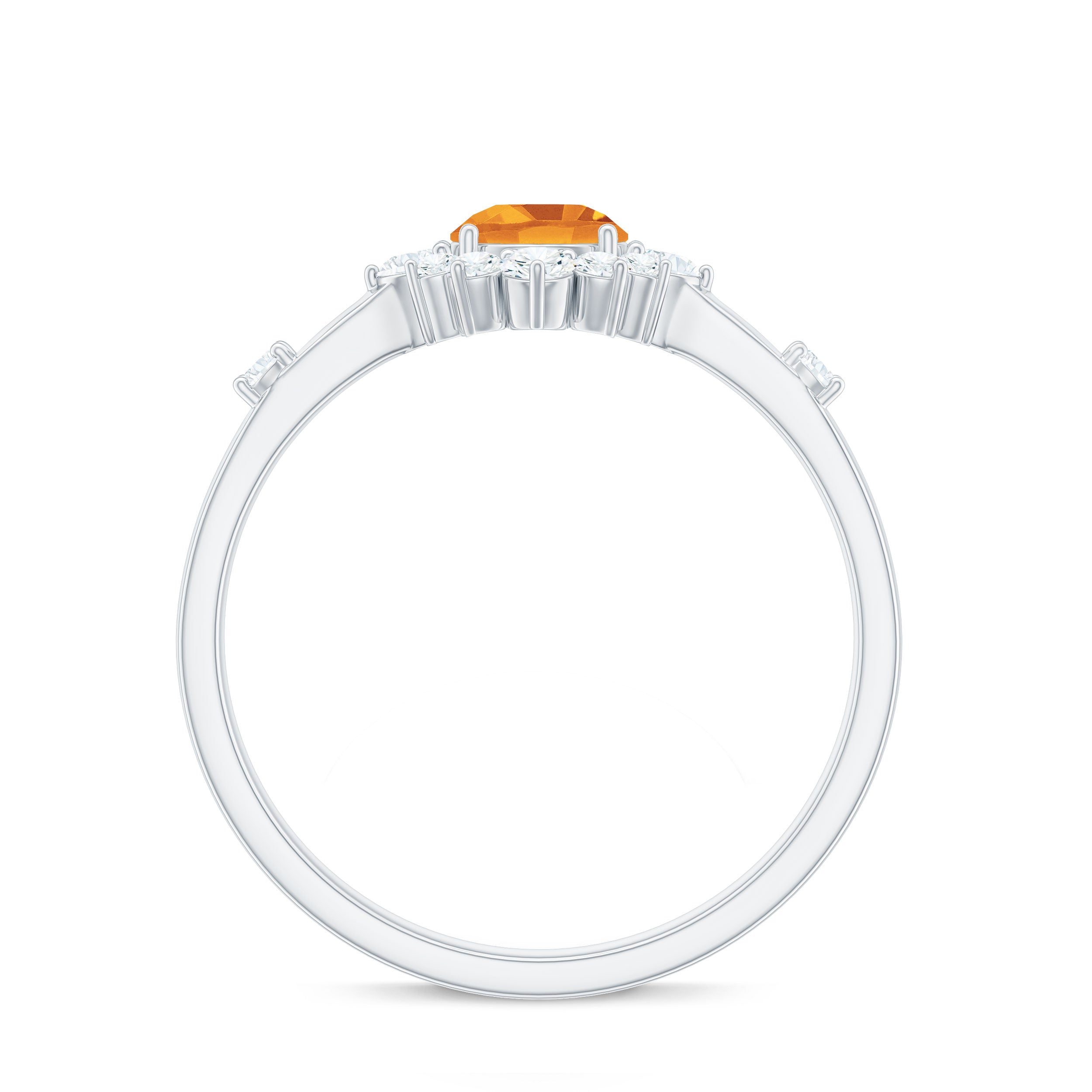 Rosec Jewels-1 CT Round Citrine and Diamond Halo Engagement Ring