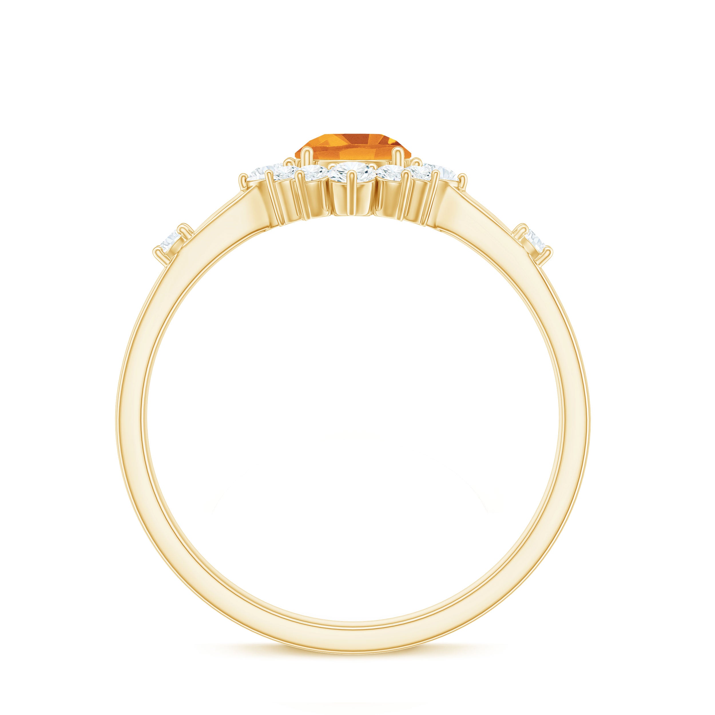 Rosec Jewels-1 CT Round Citrine and Diamond Halo Engagement Ring