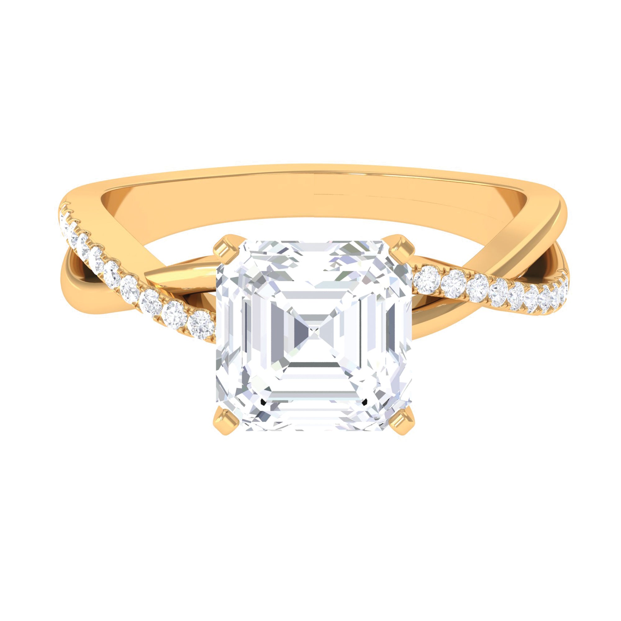 3.50 CT Asscher Cut Zircon Solitaire Engagement Ring in Infinity Shank Zircon - ( AAAA ) - Quality - Rosec Jewels