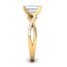 Emerald Cut Zircon Solitaire Ring in Infinity Shank Zircon - ( AAAA ) - Quality - Rosec Jewels