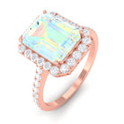 Octagon Ethiopian Opal Halo Engagement Ring with Diamond Ethiopian Opal - ( AAA ) - Quality - Rosec Jewels