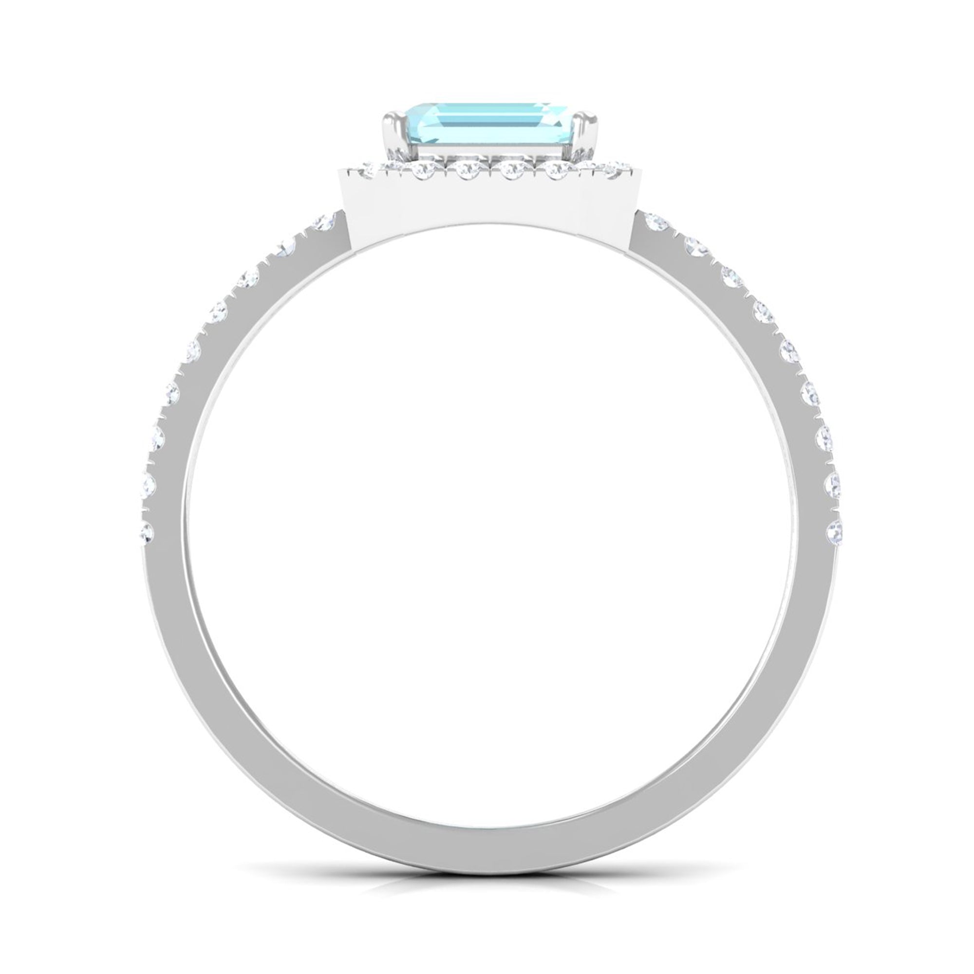 2 CT Asscher Cut Sky Blue Topaz and Diamond Halo Engagement Ring Sky Blue Topaz - ( AAA ) - Quality - Rosec Jewels