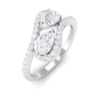 2.5 CT Pear Cut Two Stone Zircon Bypass Engagement Ring Zircon - ( AAAA ) - Quality - Rosec Jewels