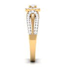 1 CT Split Shank Zircon Designer Engagement Ring with Beaded Gold Zircon - ( AAAA ) - Quality - Rosec Jewels