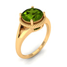 2 CT Round Peridot Solitaire Gold Ring in Split Shank Peridot - ( AAA ) - Quality - Rosec Jewels