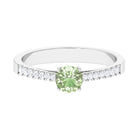 Round Green Sapphire Engagement Ring with Diamond Green Sapphire - ( AAA ) - Quality - Rosec Jewels