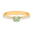 Round Green Sapphire Engagement Ring with Diamond Green Sapphire - ( AAA ) - Quality - Rosec Jewels