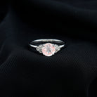 Rose Quartz Solitaire Engagement Ring with Diamond Trio Rose Quartz - ( AAA ) - Quality - Rosec Jewels