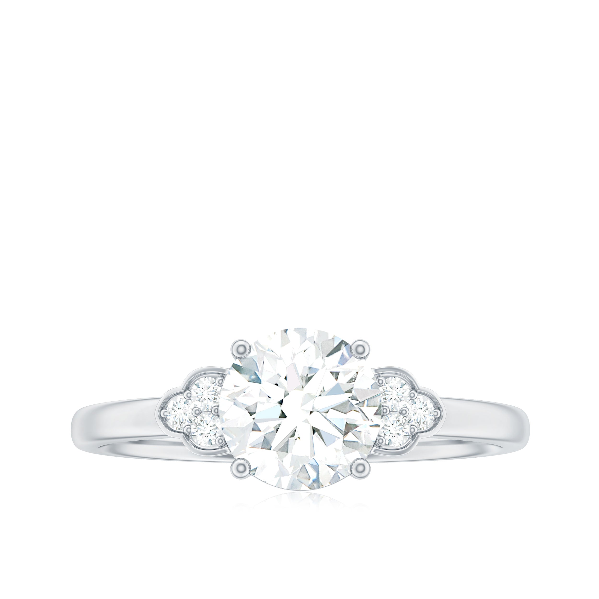 1.25 CT Round Simulated Diamond Solitaire Engagement Ring Zircon - ( AAAA ) - Quality - Rosec Jewels