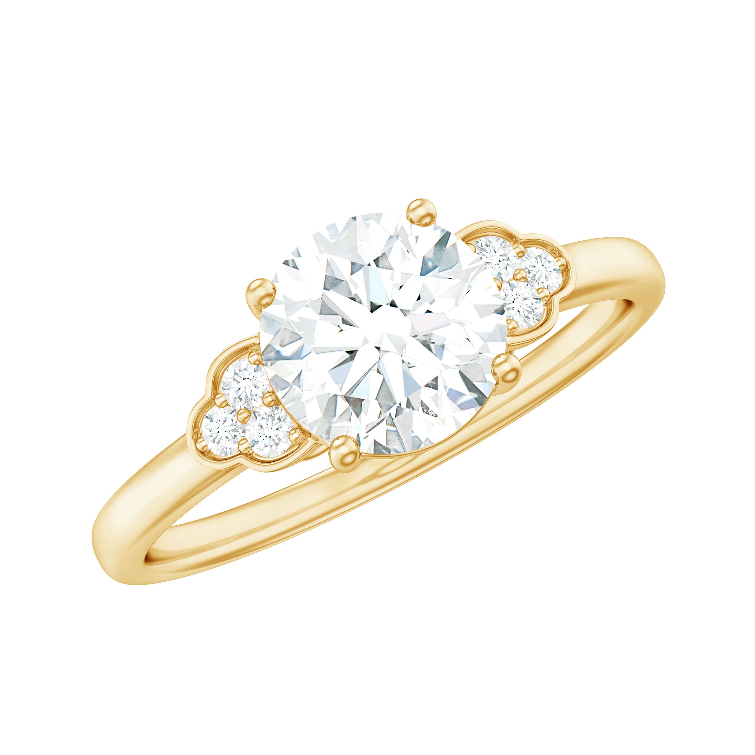 1.25 CT Round Simulated Diamond Solitaire Engagement Ring Zircon - ( AAAA ) - Quality - Rosec Jewels