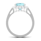 Cushion Cut Sky Blue Topaz Halo Engagement Ring with Moissanite Sky Blue Topaz - ( AAA ) - Quality - Rosec Jewels