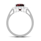 Cushion Cut Garnet Halo Engagement Ring with Diamond Garnet - ( AAA ) - Quality - Rosec Jewels