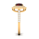 Cushion Cut Garnet Double Halo Engagement Ring with Diamond Garnet - ( AAA ) - Quality - Rosec Jewels