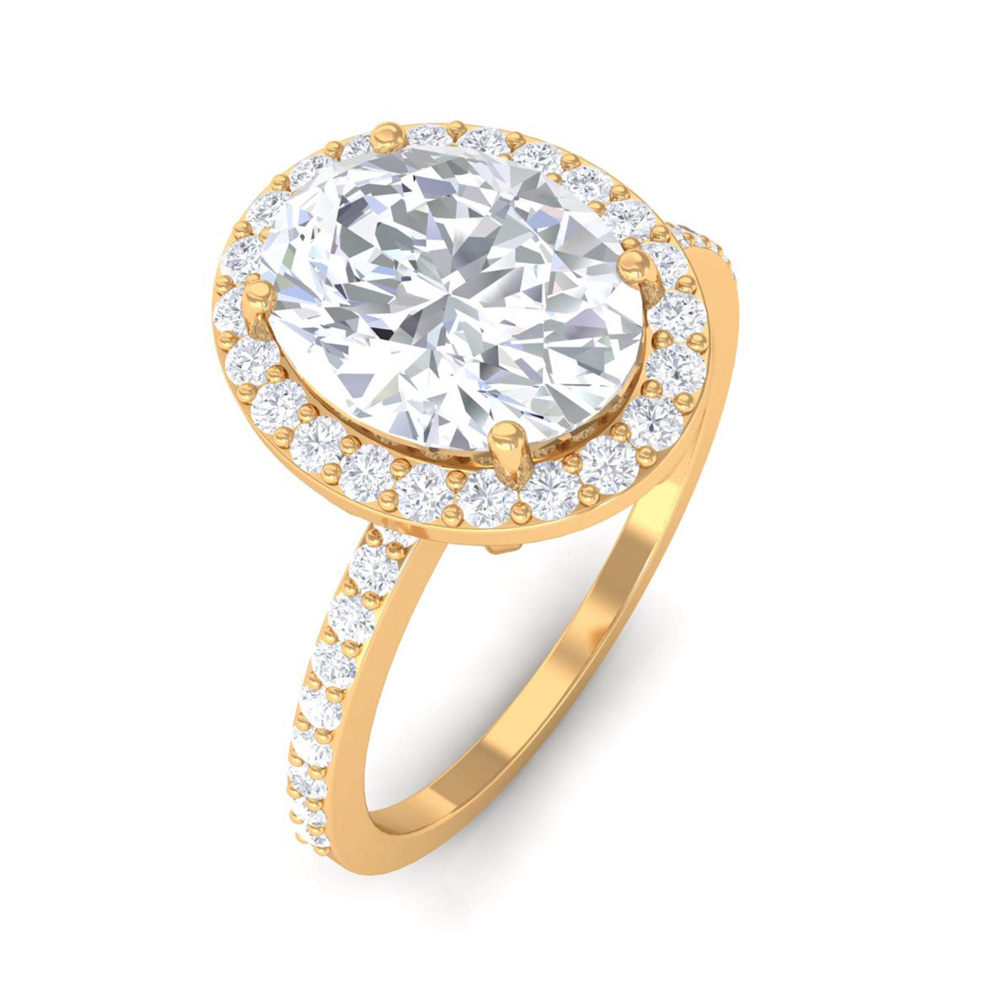 Oval Zircon Classic Halo Engagement Ring Zircon - ( AAAA ) - Quality - Rosec Jewels
