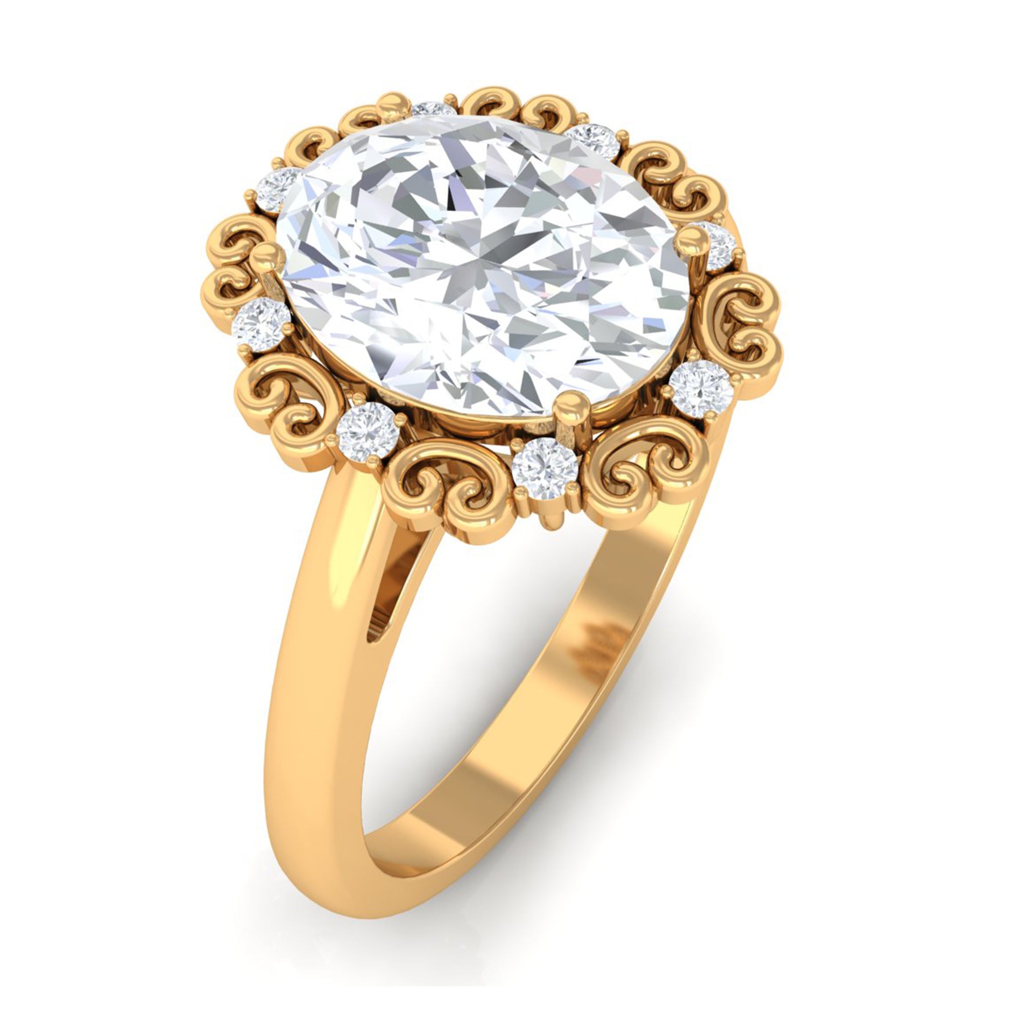 Designer Oval Cubic Zirconia Engagement Ring Zircon - ( AAAA ) - Quality - Rosec Jewels