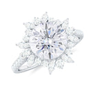 Rosec Jewels-3 CT Round Zircon Floral Halo Statement Ring