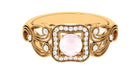 Vintage Rose Quartz and Diamond Milgrain Engagement Ring Rose Quartz - ( AAA ) - Quality - Rosec Jewels