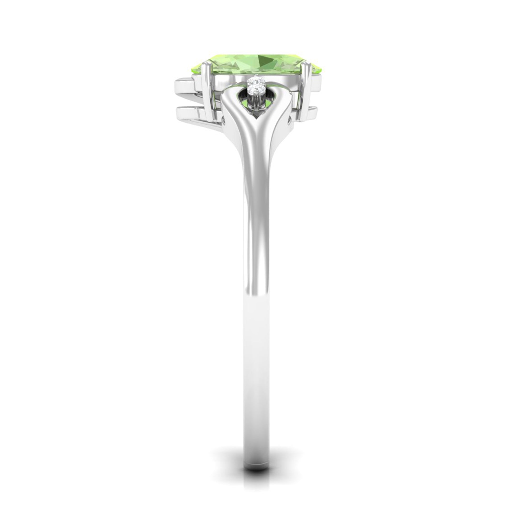 Oval Cut Solitaire Green Sapphire Unique Ring with Diamond Green Sapphire - ( AAA ) - Quality - Rosec Jewels
