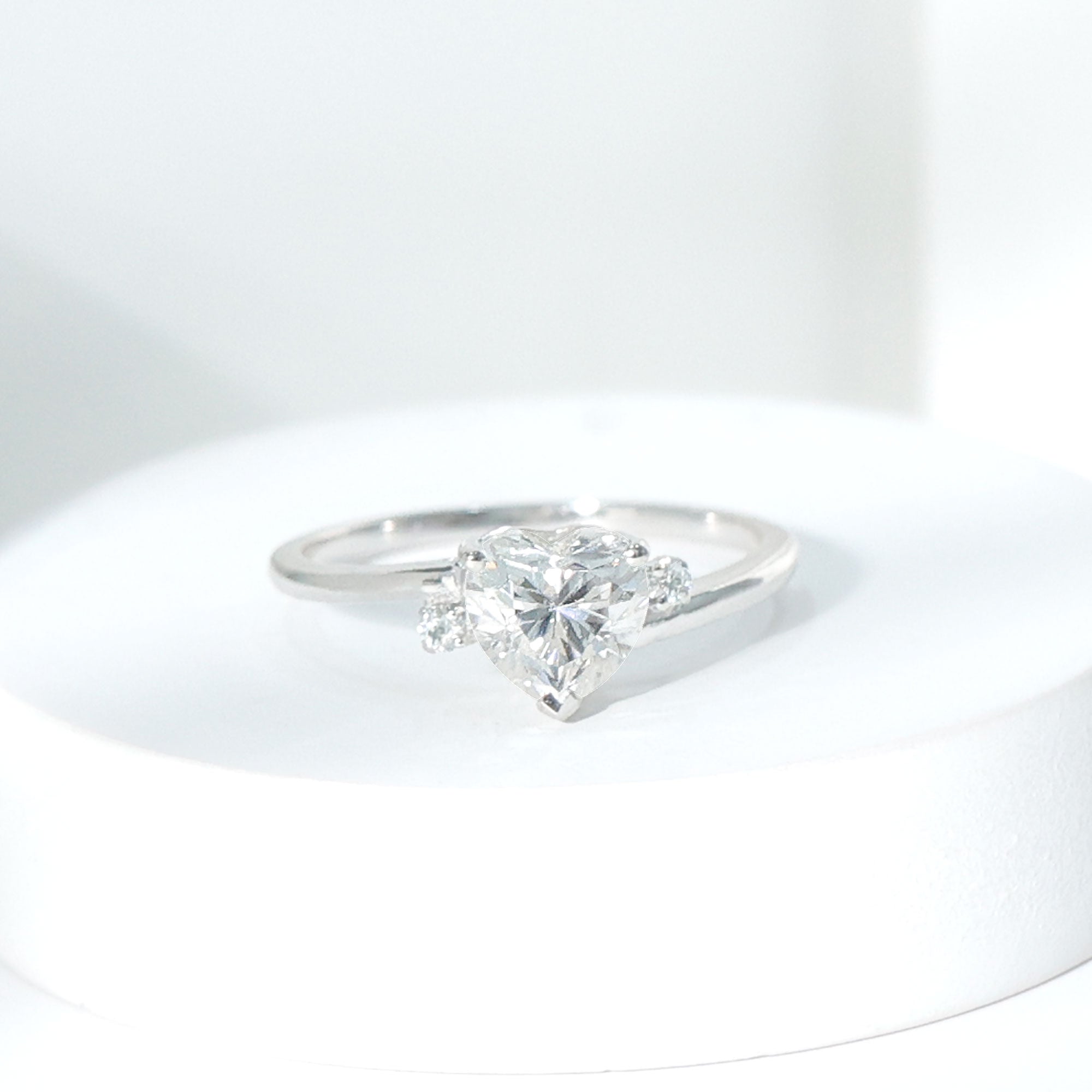 1 CT Solitaire Moissanite Heart Promise Ring in Gold Moissanite - ( D-VS1 ) - Color and Clarity - Rosec Jewels