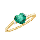 6 MM Heart Lab Grown Emerald Minimal Solitaire Promise Ring Lab Created Emerald - ( AAAA ) - Quality - Rosec Jewels