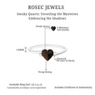 Heart Shape Smoky Quartz Solitaire Promise Ring with Diamond Smoky Quartz - ( AAA ) - Quality - Rosec Jewels