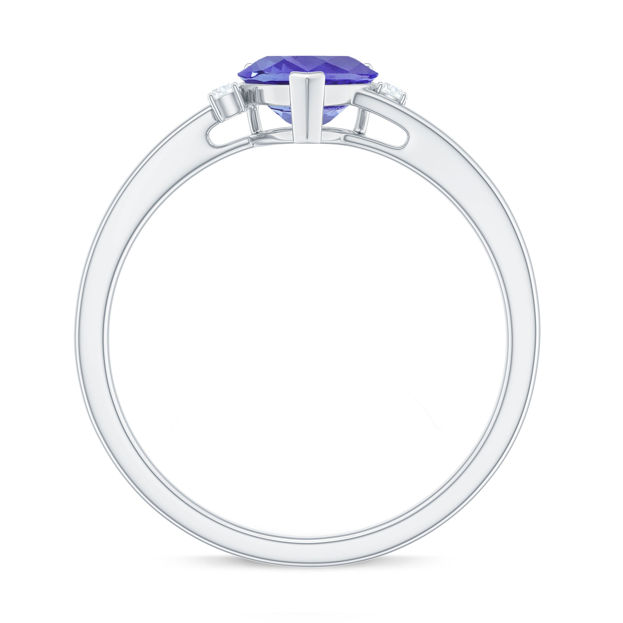 Heart Shape Tanzanite Solitaire Promise Ring with Diamond Tanzanite - ( AAA ) - Quality - Rosec Jewels