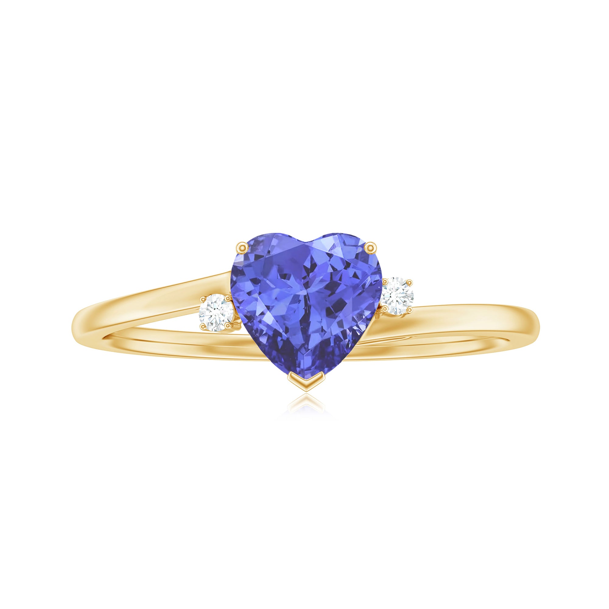 Heart Shape Tanzanite Solitaire Promise Ring with Diamond Tanzanite - ( AAA ) - Quality - Rosec Jewels