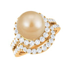South Sea Pearl and Diamond Halo Wedding Ring Set South Sea Pearl - ( AAA ) - Quality - Rosec Jewels