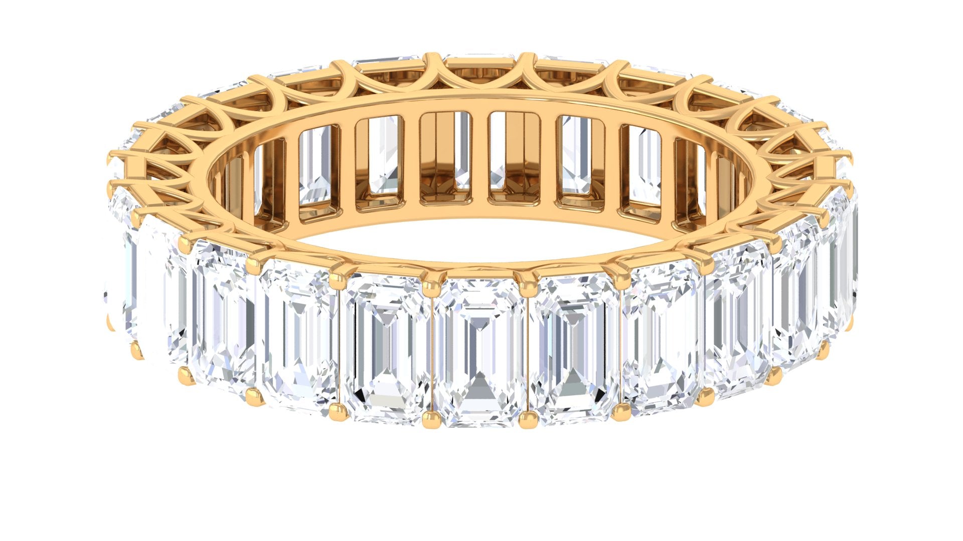 Emerald Cut Zircon Full Eternity Band Ring Zircon - ( AAAA ) - Quality - Rosec Jewels