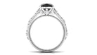 Cushion Cut Solitaire Black Spinel Floral Engagement Ring with Diamond Black Spinel - ( AAA ) - Quality - Rosec Jewels