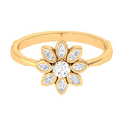 1/2 CT Simulated Diamond Elegant Flower Ring in Gold Zircon - ( AAAA ) - Quality - Rosec Jewels