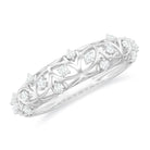 Round Zircon Semi Eternity Band Ring with Gold Filigree Details Zircon - ( AAAA ) - Quality - Rosec Jewels