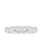 Round Zircon Semi Eternity Band Ring with Gold Filigree Details Zircon - ( AAAA ) - Quality - Rosec Jewels