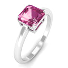 Asscher Cut Pink Tourmaline Solitaire Ring Pink Tourmaline - ( AAA ) - Quality - Rosec Jewels