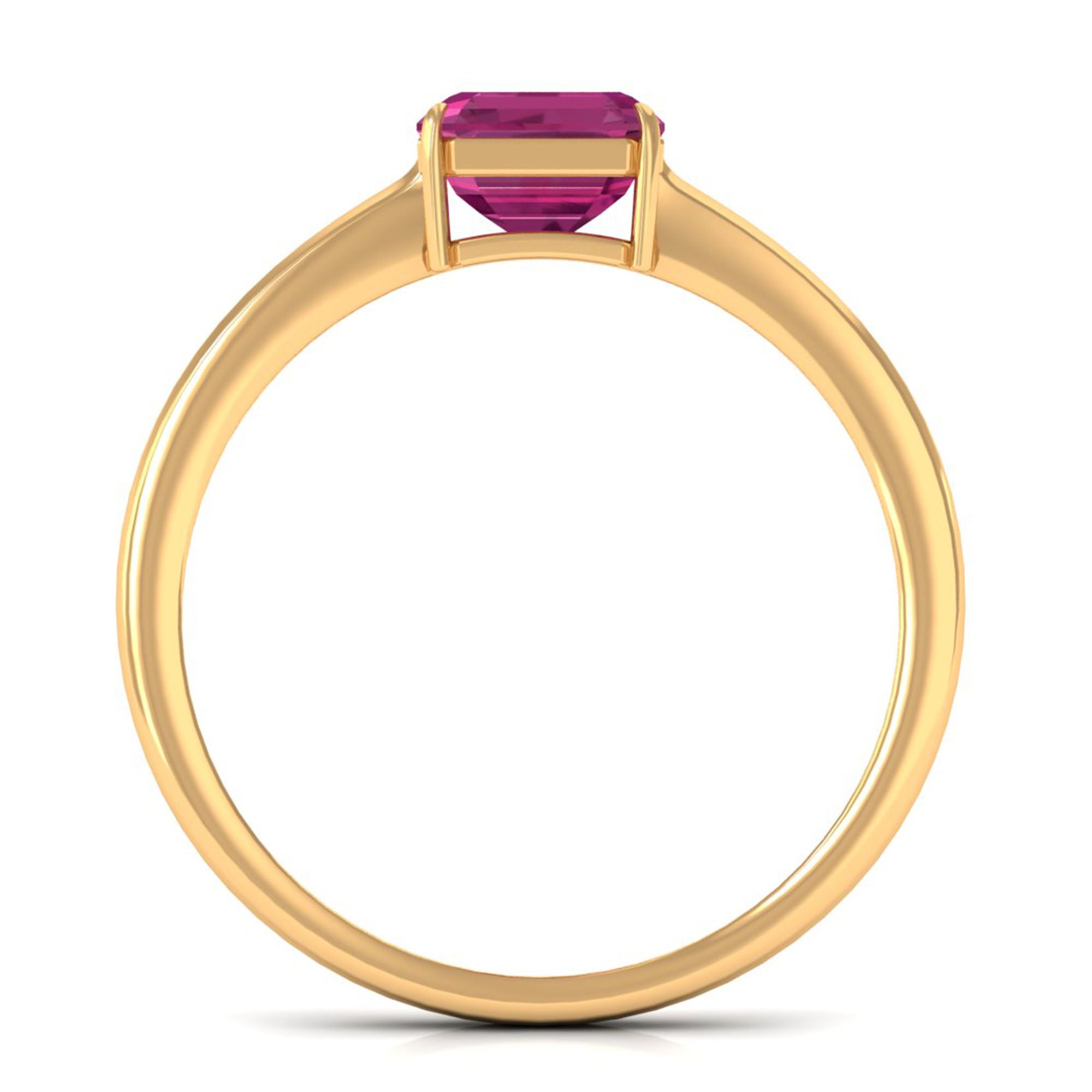 Asscher Cut Pink Tourmaline Solitaire Ring Pink Tourmaline - ( AAA ) - Quality - Rosec Jewels