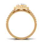 Designer Zircon Teardrop Wedding Ring with Enhancer Band Zircon - ( AAAA ) - Quality - Rosec Jewels